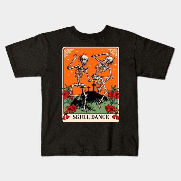 Halloween, halloween skull dance, skeleton, skull, skelly dance, skeleton dance Kids T-Shirt by BloomInOctober